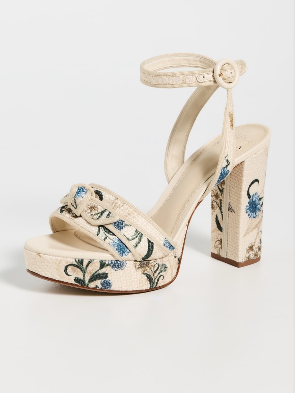 Alexandre Birman X Agua Bendita Grossgrain Raffia Platform Sandals